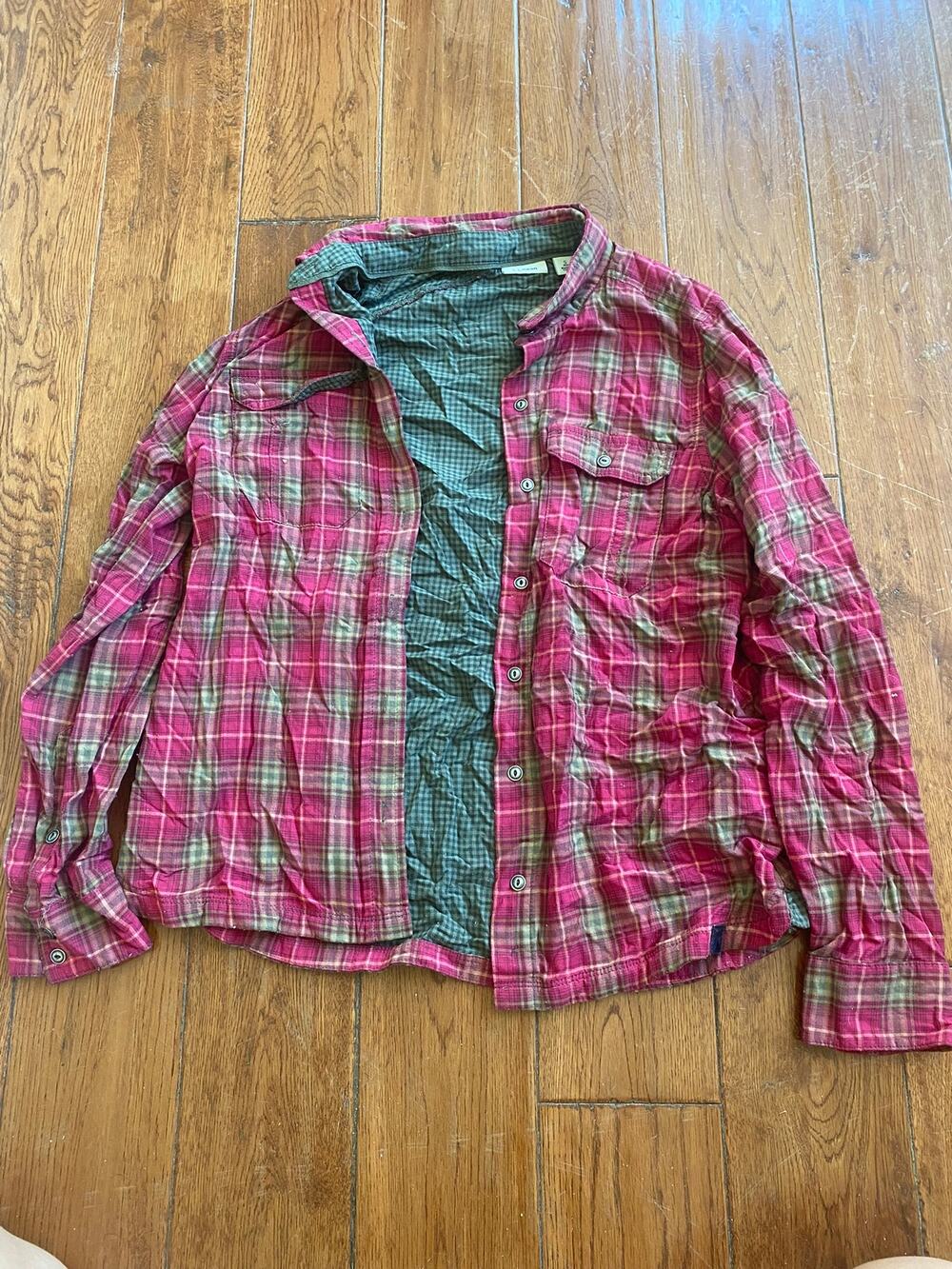L.L. Bean Green and Pink Flannel